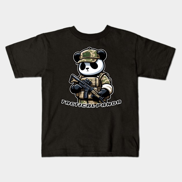 Tactical Panda Kids T-Shirt by Rawlifegraphic